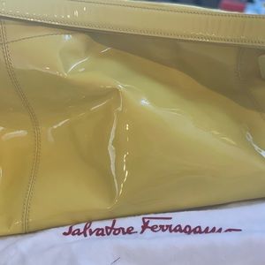 Shoulder Bag, bright patent yellow.  See pix, black mark at bottom.